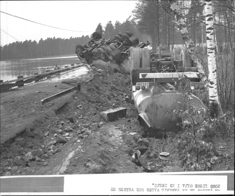 A tank truck loaded with 34,000 liters of heavy oil rolled on Highway 122 - Vintage Photograph