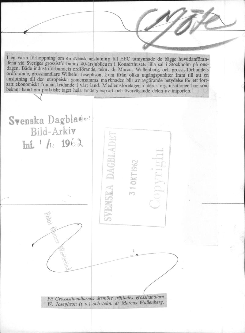 Two merchant during the Swedish wholesale covenant 40th anniversary of the Concert Hall's small hall - Vintage Photograph