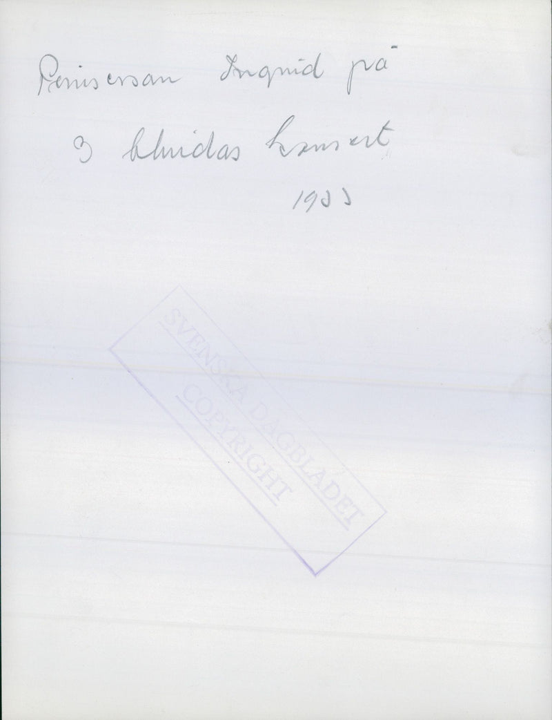 Princess Ingrid of the Blind concert - 11 October 1933 - Vintage Photograph