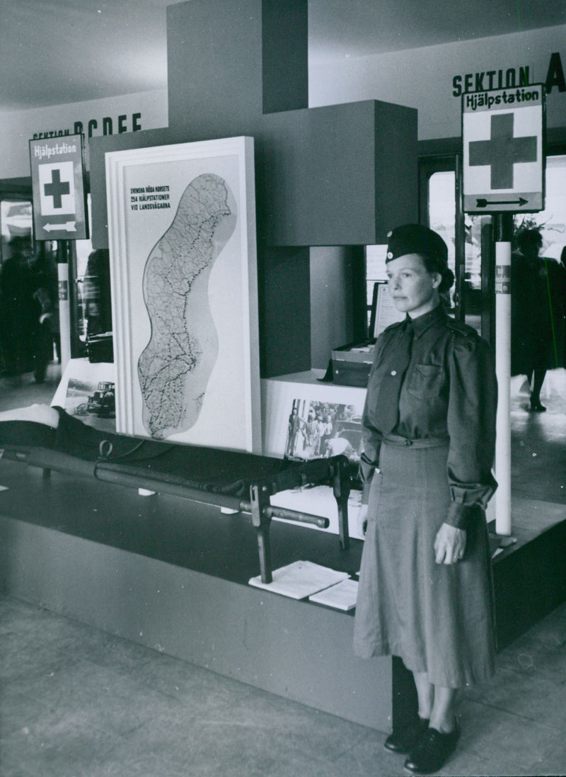 Red Cross at the Volvo Exhibition - 2 September 1944 - Vintage Photograph