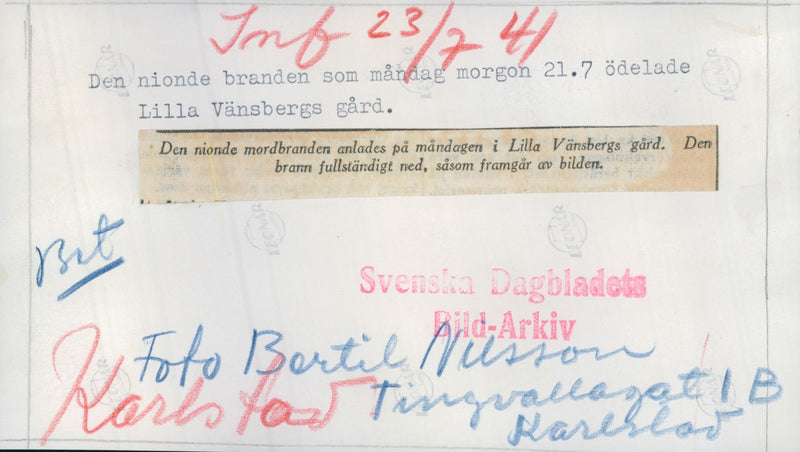 The completely burnt farm friendship Little Rock, after the ninth landscaped Burning. - 23 July 1941 - Vintage Photograph