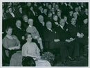 Air protection meeting in the concert hall. Behind the Crown Princess, the city council chairman Fredrik StrÃ¶m, General Ãkerman General, General Lieutenant Ãkerman et al. - 7 February 1939 - Vintage Photograph