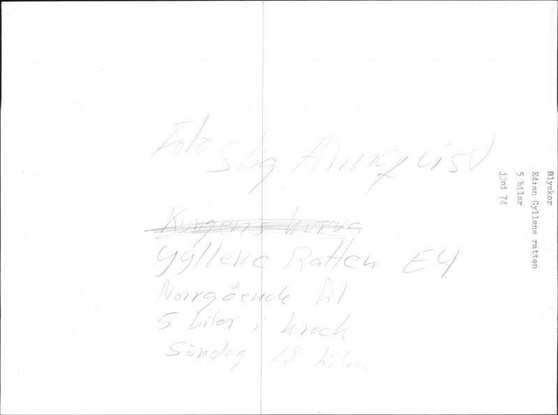 Car accident on E4'an, Golden Steering Wheel, five cars collide - Vintage Photograph