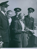 Picture of some of the crew on the plane with Captain Stefenson th - 11 May 1946 - Vintage Photograph