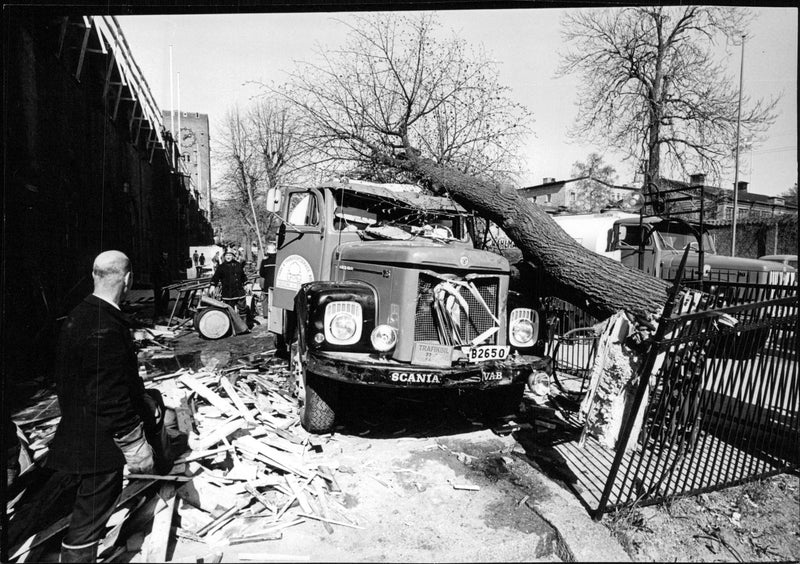 Tanker cars run on foot and drive into the stadium area - Vintage Photograph