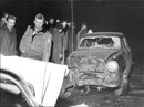 Highly injured passenger cars after a frontal rock - Vintage Photograph