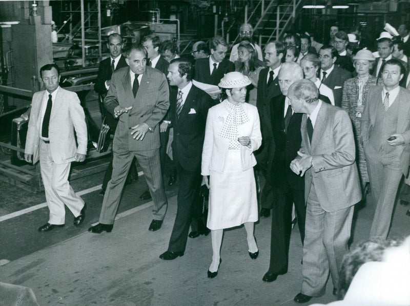 The royal couple visited the Renault plant in Flins just outside Paris - Vintage Photograph