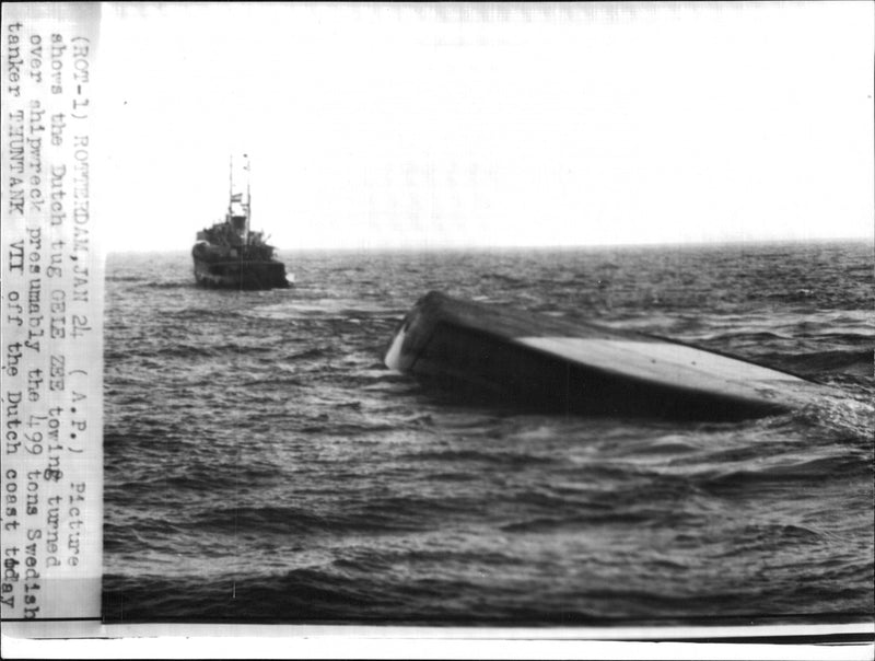 The owning ship &quot;Thuntank VII&quot; is towed by &quot;Ceie Zee&quot; - Vintage Photograph