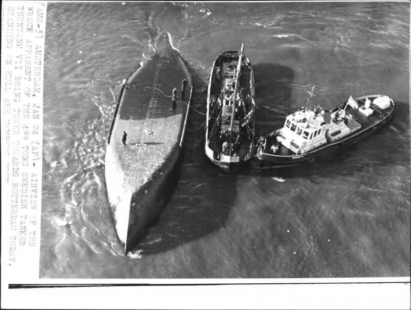 Captained ship &quot;Thuntank VII&quot; with salvage vessels - Vintage Photograph