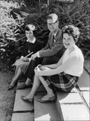 The sixth international music library congress opened in the Music Academy's halls. The picture shows three participants. - Vintage Photograph