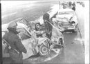 Two cars frontalkrockade on Highway 9 and three people were seriously injured. - Vintage Photograph