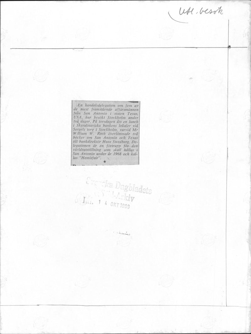 A trade delegation of the five most prominent businessmen from the United States visiting Scandinature whisper bank's premises - Vintage Photograph