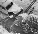 Frontalkrocked cars in case of an accident outside Sundsvall - Vintage Photograph