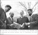 Fr. v. writer C.-G. BjurstrÃ¶m, European Cultural Foundation Secretary General G. Sluizer, and the Court of Appeal President Sture PetrÃ©n - Vintage Photograph