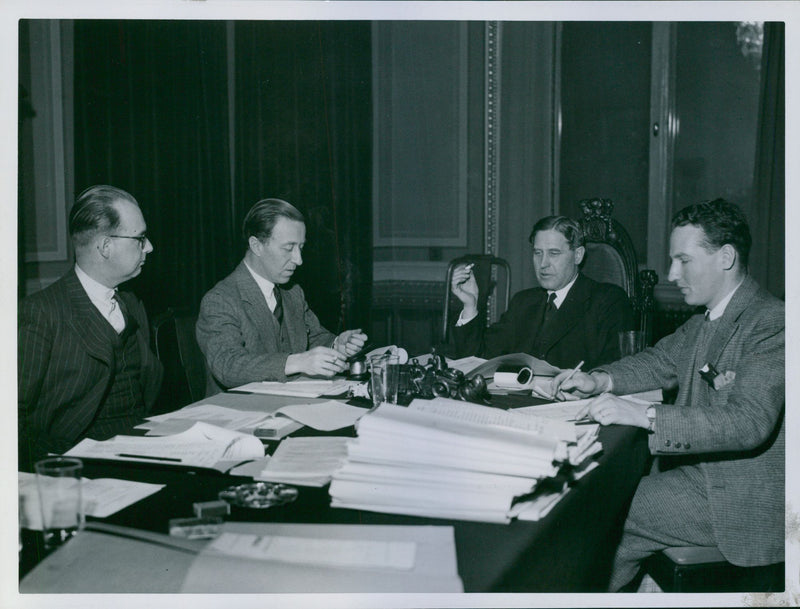 Aviation Safety Committee looks through applications with prospective pilots - 20 January 1939 - Vintage Photograph