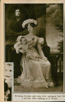 The painting by F. Westin imagine Queen Josefina with her son, Prince Charles, later Charles XV. - Vintage Photograph