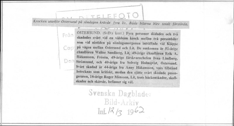 Heavy crash between two cars that were completely totally destroyed - Vintage Photograph