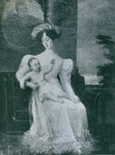 The painting by F. Westin imagine Queen Josefina with her son, Prince Charles, later Charles XV. - Vintage Photograph