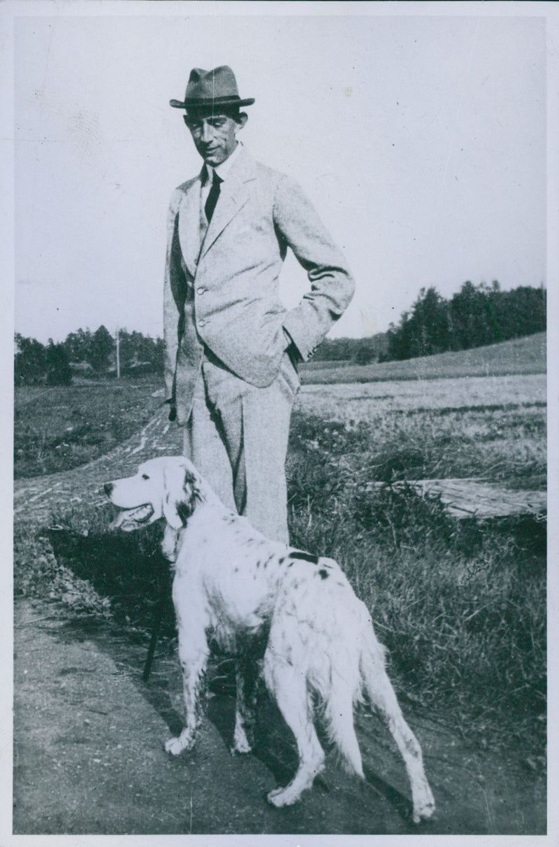 Prince William posing with his dog - Year 1919 - Vintage Photograph