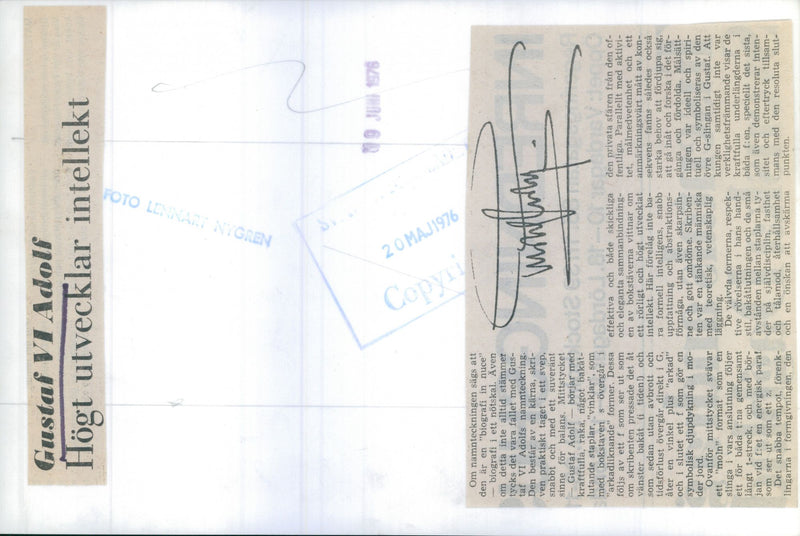 This is Gustav VI Adolf's signature. - Vintage Photograph