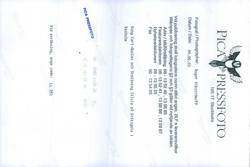 King Carl XVI Gustaf writes signature at Eriksgata in Vaxholm - Vintage Photograph