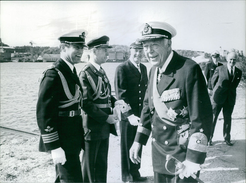 Prince Philip and Prince Bertil during Elizabeth II's state visit - Vintage Photograph