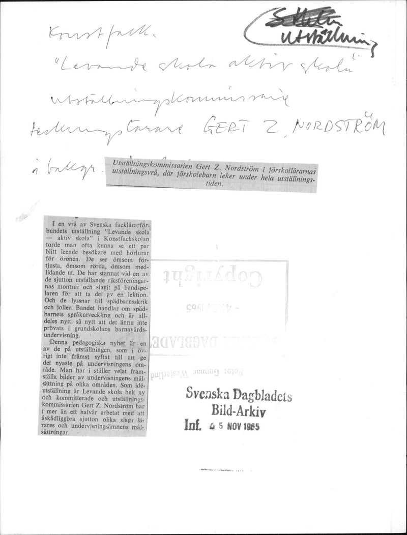 Utställningskommissionär Gert Z. Nordström i förskolelärarna &