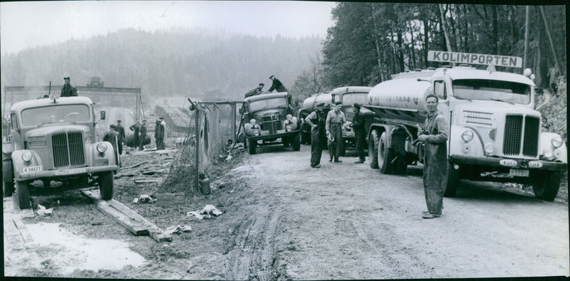 Tank cars in queuing to remove oil from the crustacean cisster - Vintage Photograph