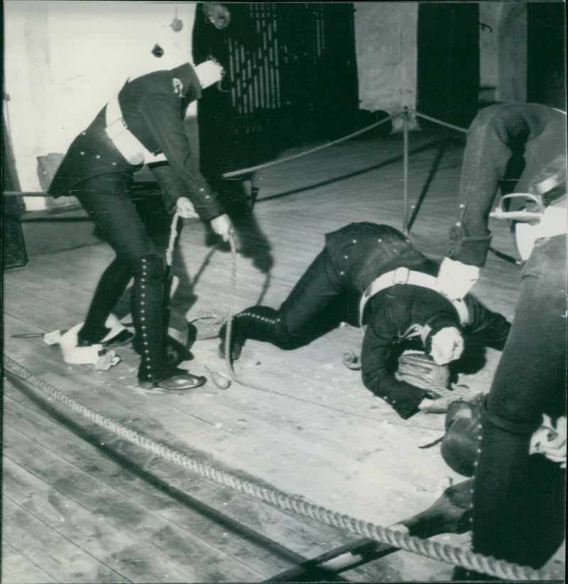 Museimanuensen rider Gösta Bolander, the vandalized cannon servant at Skansen Kronan - Vintage Photograph