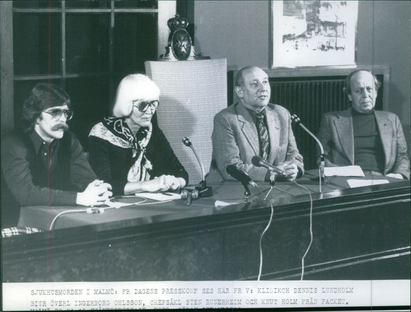 Press conference from hospital murder - Vintage Photograph