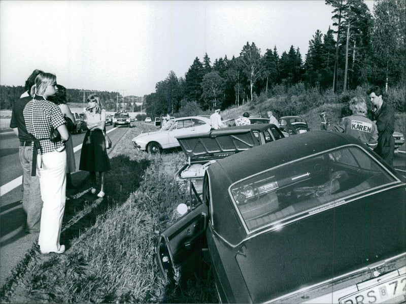 Seriekrock with 6 cars involved in the E4 at Salem - Vintage Photograph