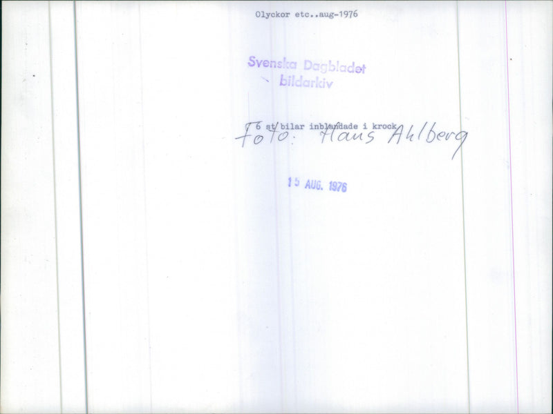 Seriekrock with 6 cars involved in the E4 at Salem - Vintage Photograph