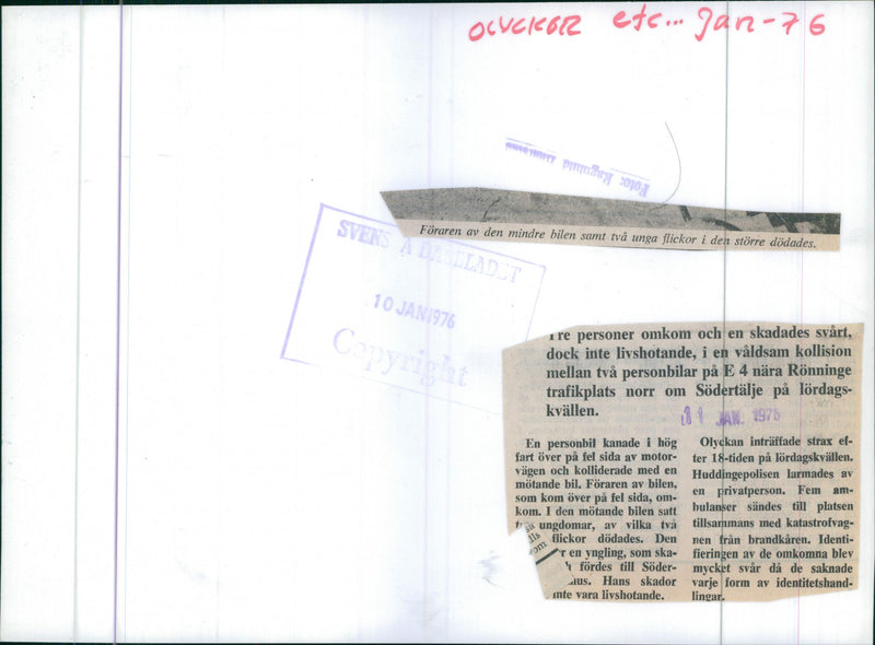 Violent collision between two passenger cars on the E4 near Rönninge traffic jam - Vintage Photograph