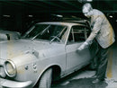 The assassination of the E4. The murder car is displayed - Vintage Photograph