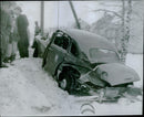 Car Accident, collision with cars and trucks - Vintage Photograph