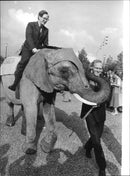 Elephant riding was offered during the celebration - Vintage Photograph
