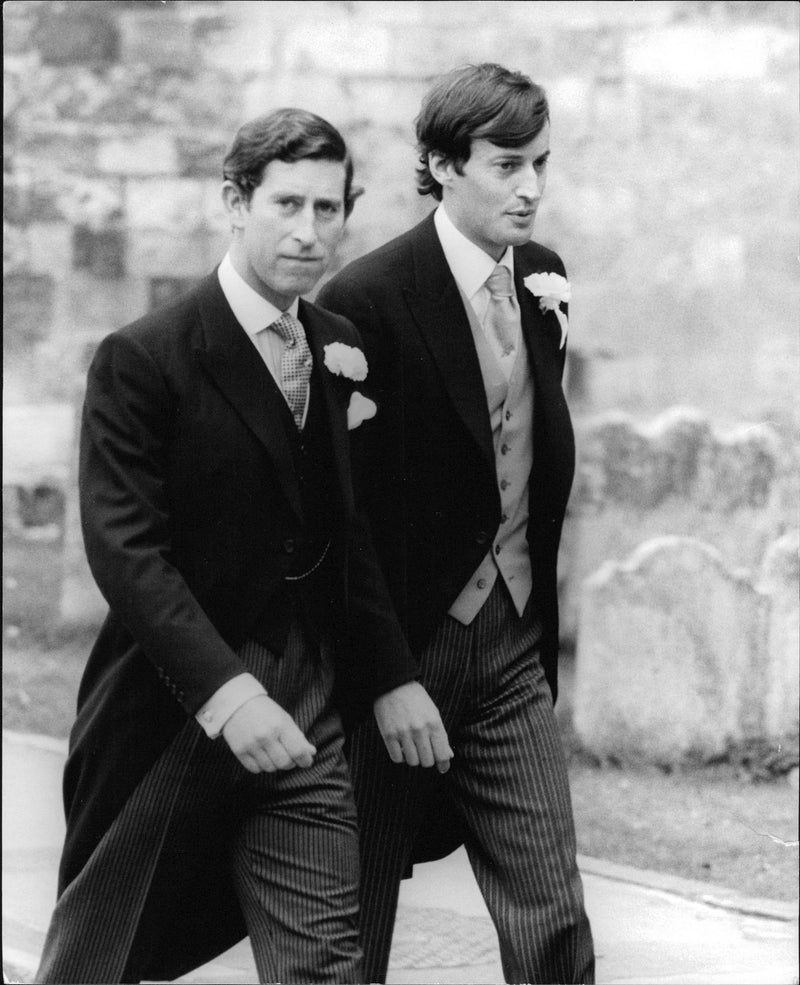 Prince Charles and Ramsey Abbey arrives at the wedding ceremony - Vintage Photograph