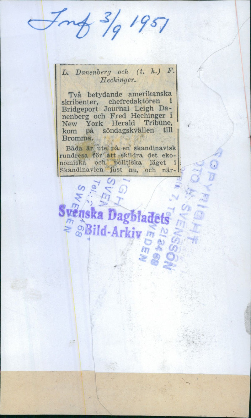 Two American writers at Bromma - Vintage Photograph