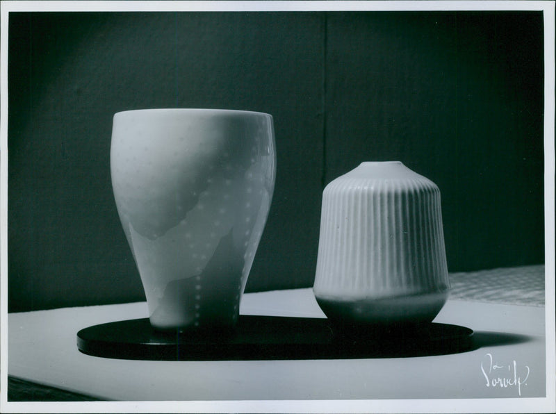 Two vases from Porsgrund porcelain factory - Vintage Photograph