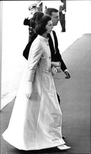 Princess DÃ©sirÃ©e on the way to Queen Elizabeth's farewell dinner on board Britania. - Vintage Photograph