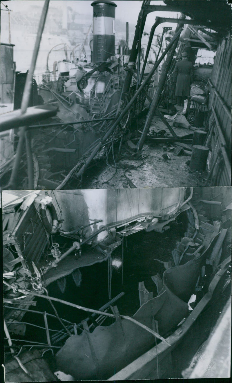 Explosion on tanker steamer West Brisbane at Hammarbykaj - 4 January 1946 - Vintage Photograph