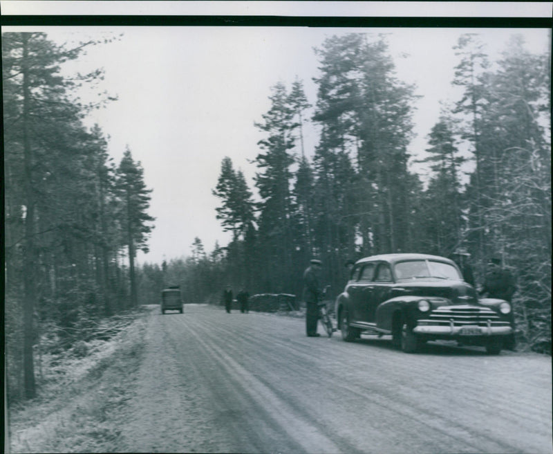 They killed the men from the taxi murder was found at the woodpile to the right - 27 December 1948 - Vintage Photograph