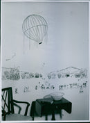 Landscape wallpaper "Montgolfier" from AB Wallpaper magazine at the exhibition at NK. - 3 March 1946 - Vintage Photograph