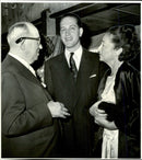 Book publishing Nature and Culture celebrates 35th anniversary. Johan Hansson and his wife MÃ¤rta flank his French guest, book publisher Robert Laffont - Vintage Photograph
