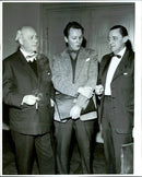 At the Concert Hall: Herbert Tingsten, meeting chairman Hans Haste and Jarl Hjalmarsson - Vintage Photograph