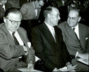 StrÃ¤ng, Strand and Erlander at the LO Congress in the concert hall - Vintage Photograph