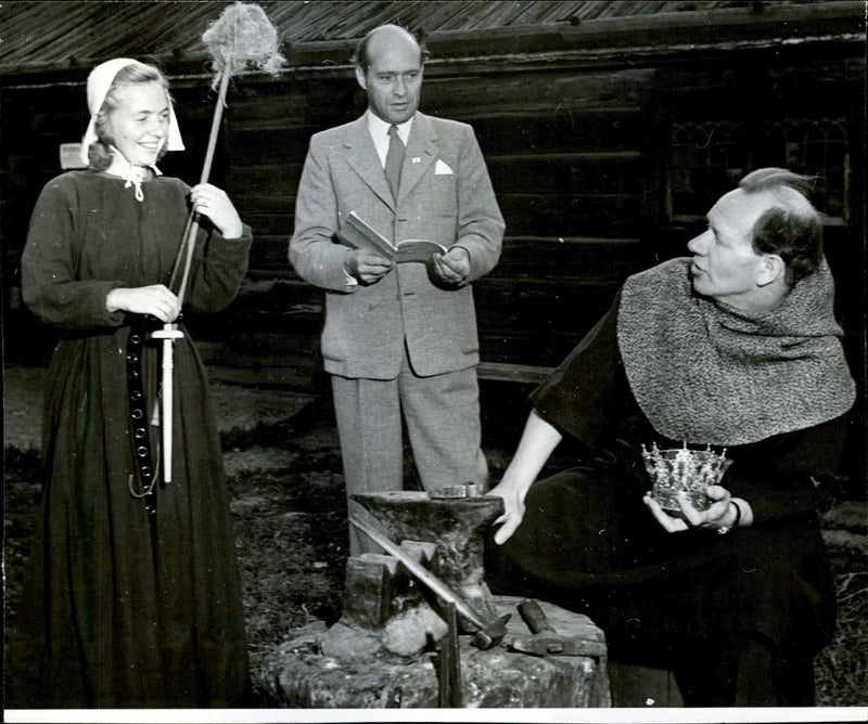 Rehearsal of a scene at the Swedish Writers Union Congress - 2 August 1948 - Vintage Photograph