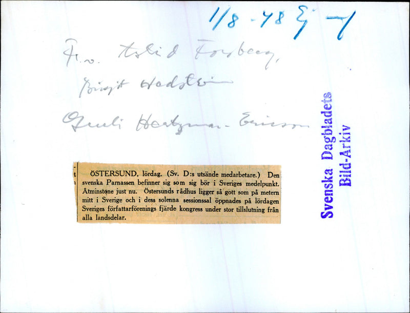 Swedish Writers Association Fourth Congress - 1 August 1948 - Vintage Photograph