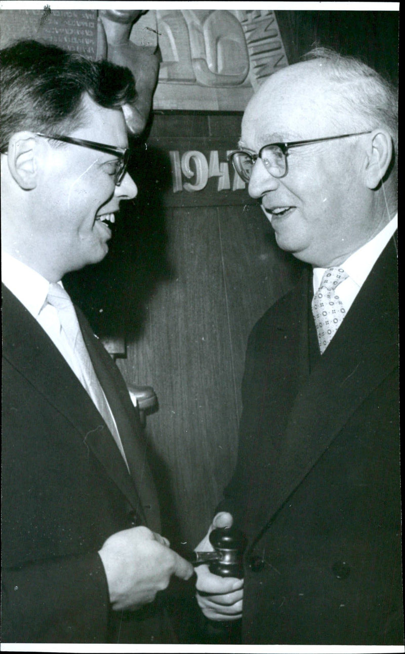 Gunnar Wallmark and Emanuel Birke, the new and the outgoing chairman of the county right - Vintage Photograph