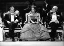 King Carl XVI Gustaf, Queen Silvia and Prince Bertil Nobel Prize ceremony at the Concert Hall. - Vintage Photograph